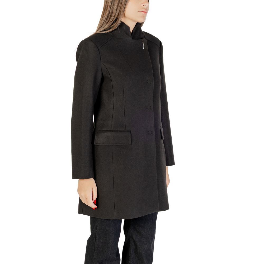 Liu Jo Black Polyester Coat - Sophisticated Elegance for Every Occasion