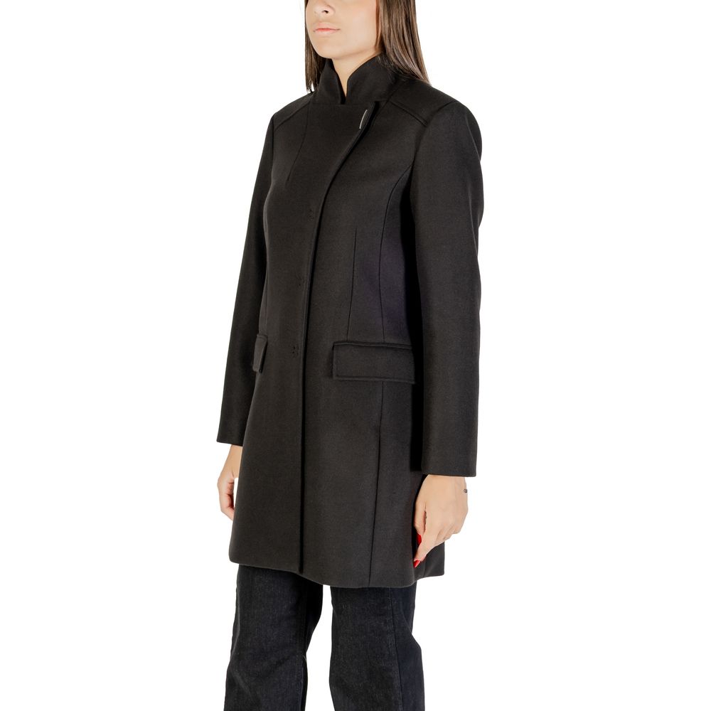 Liu Jo Black Polyester Coat - Sophisticated Elegance for Every Occasion