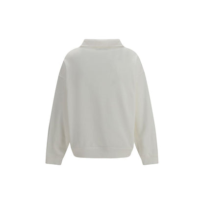 Brunello Cucinelli White Cotton Sweatshirt with Logo Patch
