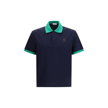 Versace Blue Cotton Polo Shirt - Iconic Luxury Casualwear