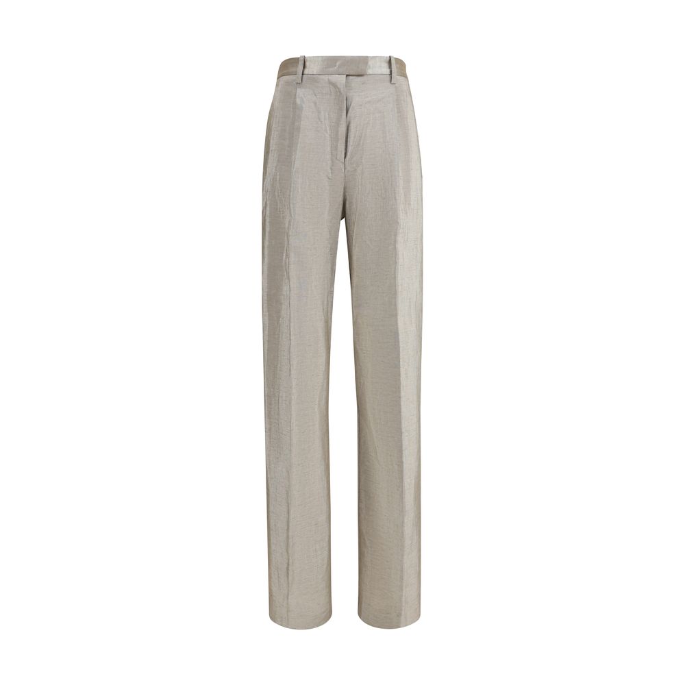 Forte-Forte Silver Polyester Flared Pants