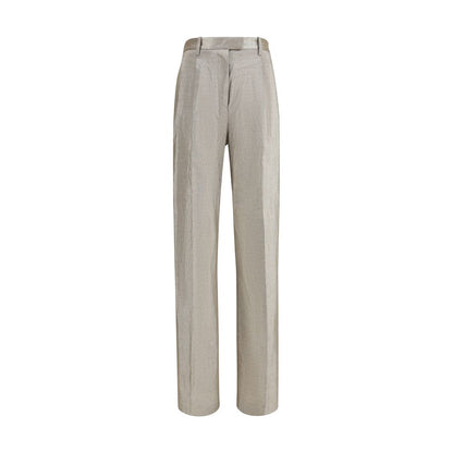 Forte-Forte Silver Polyester Flared Pants