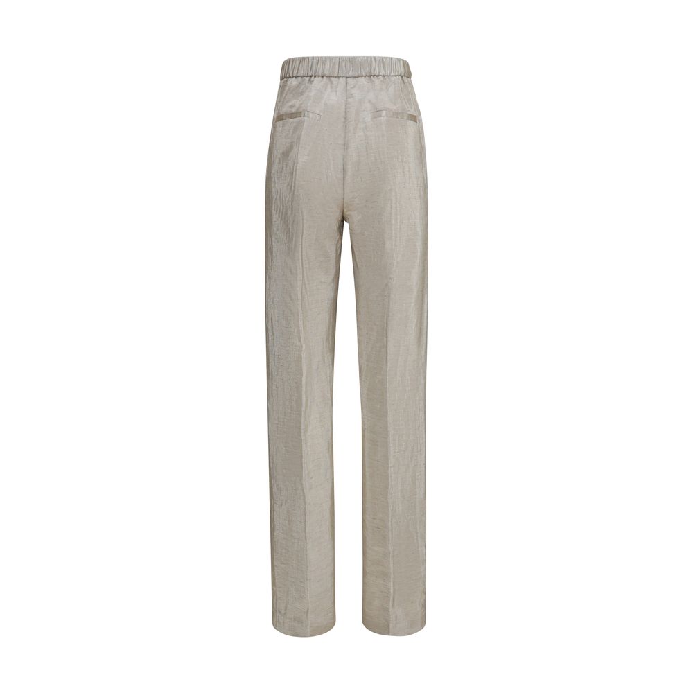Forte-Forte Silver Polyester Flared Pants