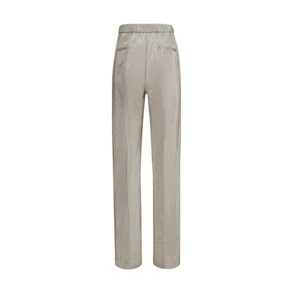 Forte-Forte Silver Polyester Flared Pants