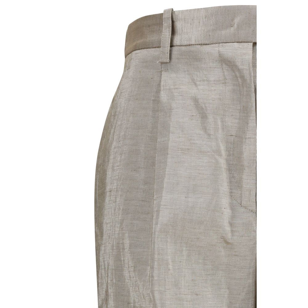 Forte-Forte Silver Polyester Flared Pants