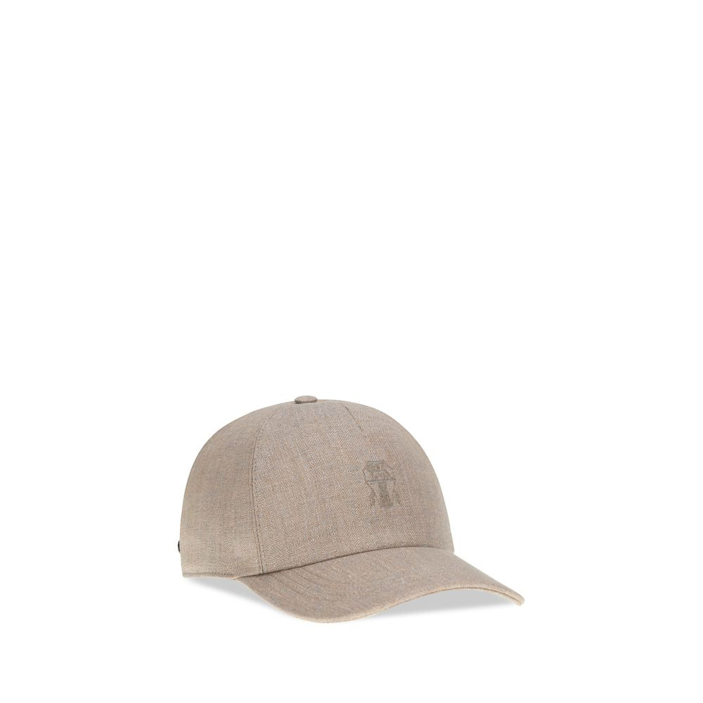 Brunello Cucinelli Beige Linen Twill Baseball Cap