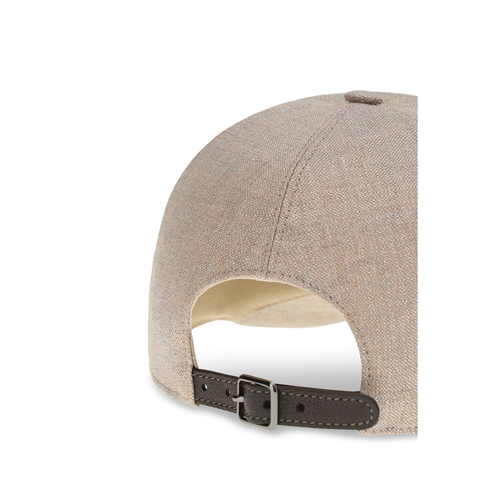Brunello Cucinelli Beige Linen Twill Baseball Cap