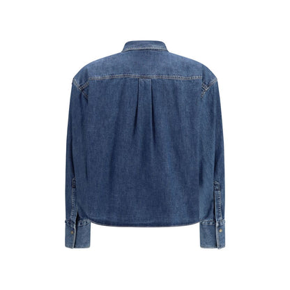 Brunello Cucinelli Blue Denim Shirt with Jewel Details