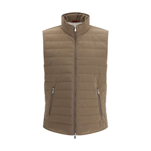Brunello Cucinelli Beige Polyester Sleeveless Jacket