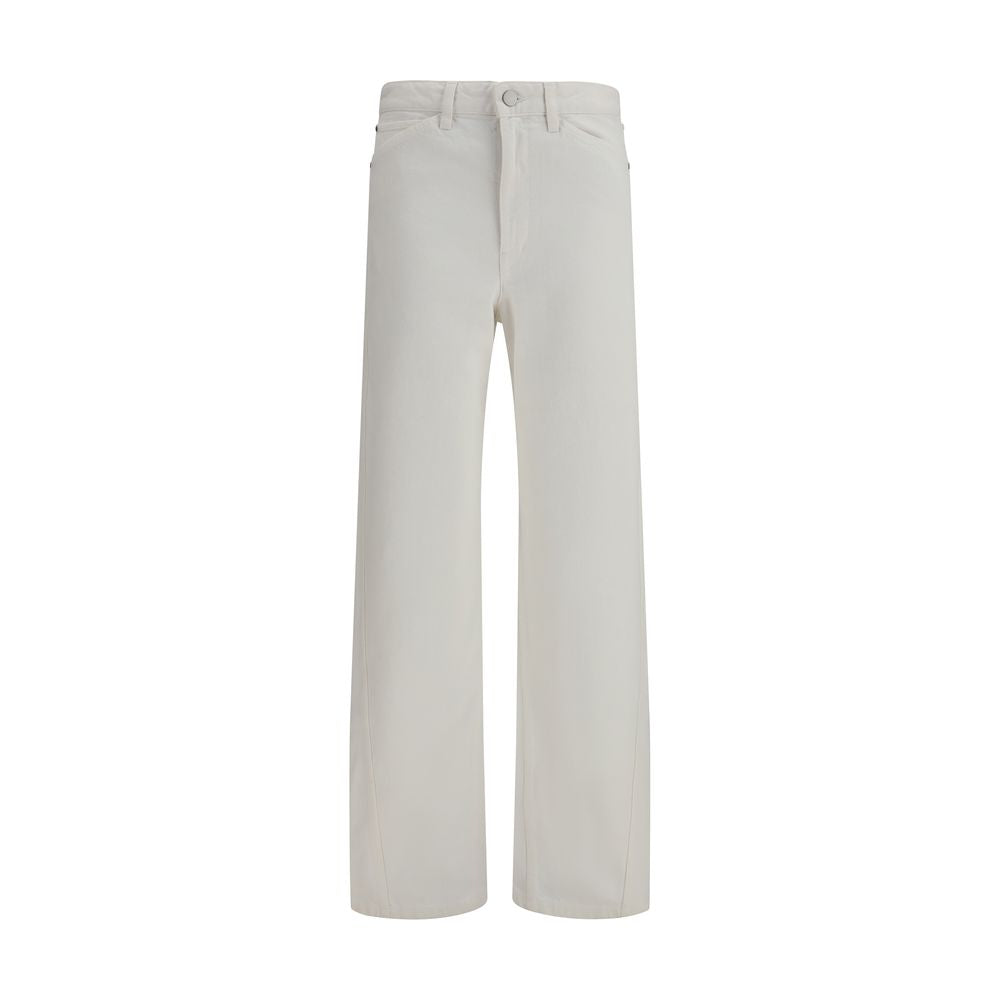 Lemaire High-Rise White Cotton Casual Pants