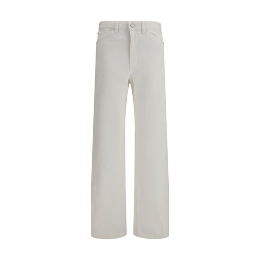Lemaire High-Rise White Cotton Casual Pants