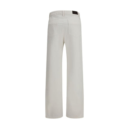 Lemaire High-Rise White Cotton Casual Pants