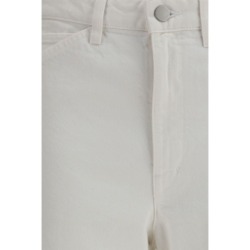 Lemaire High-Rise White Cotton Casual Pants