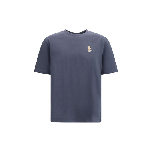 Maison Kitsuné Blue Cotton T-Shirt with Dressed Fox Application