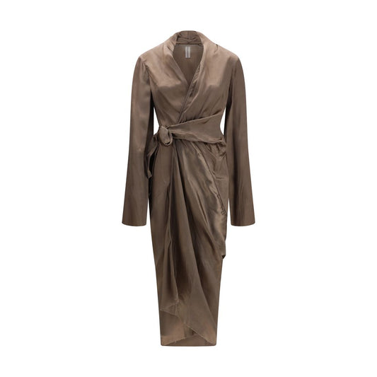 Rick Owens Brown Copper Asymmetric Wrap Dress