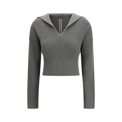 Rick Owens Structured V Neck Virgin Wool Sweatshirt
