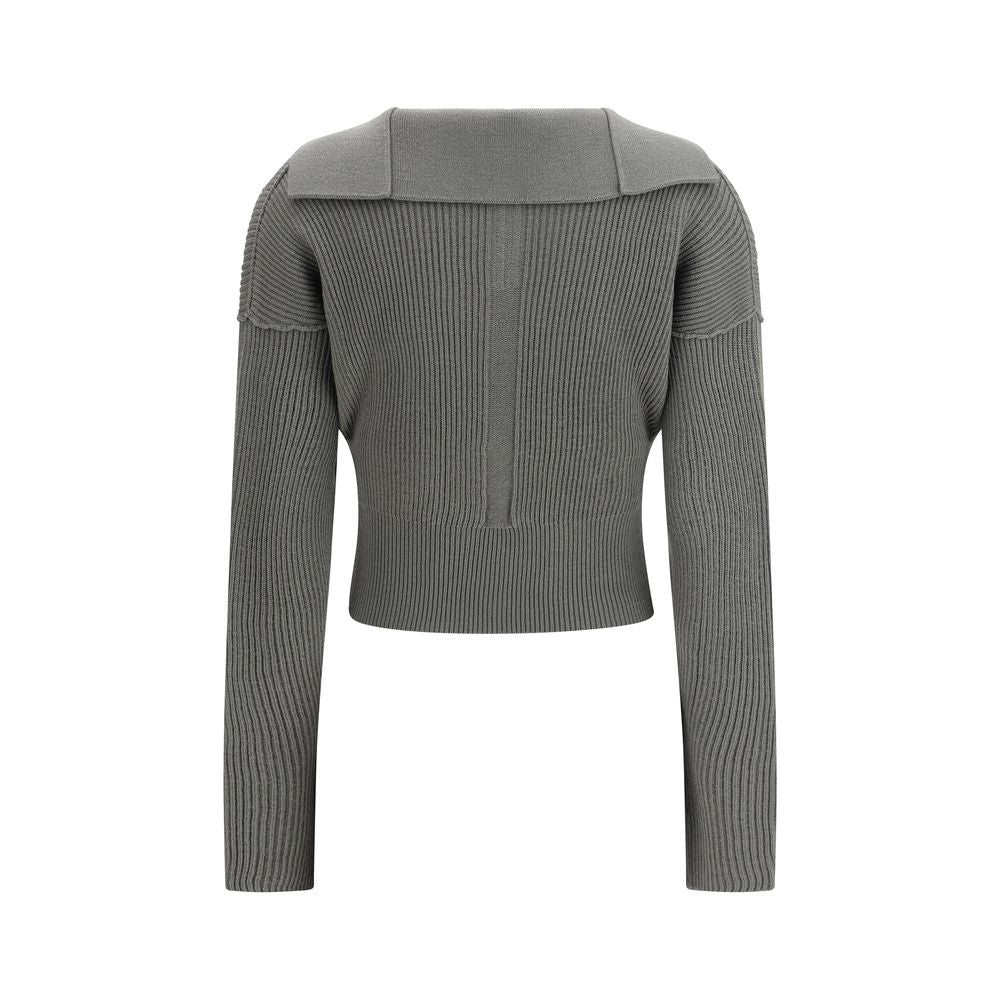 Rick Owens Structured V Neck Virgin Wool Sweatshirt