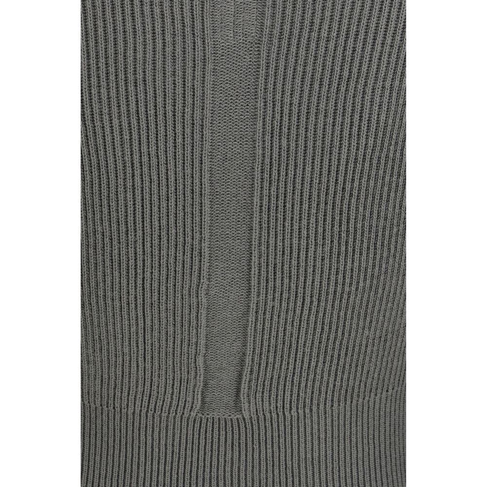 Rick Owens Structured V Neck Virgin Wool Sweatshirt