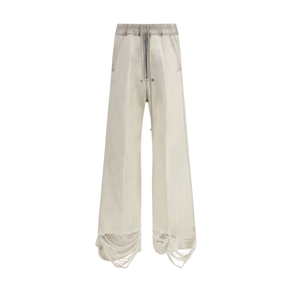 Rick Owens Wide Bela Pants in White Cotton