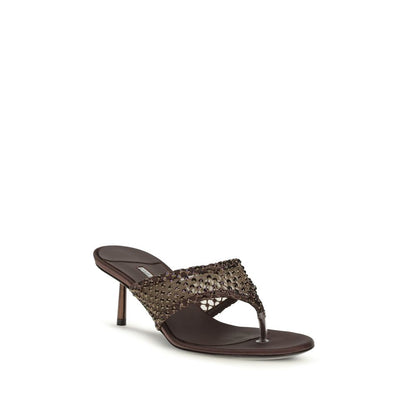 LE SILLA Brown Goatskin Stiletto Heel Sandals - Gilda
