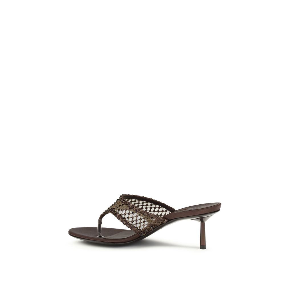 LE SILLA Brown Goatskin Stiletto Heel Sandals - Gilda