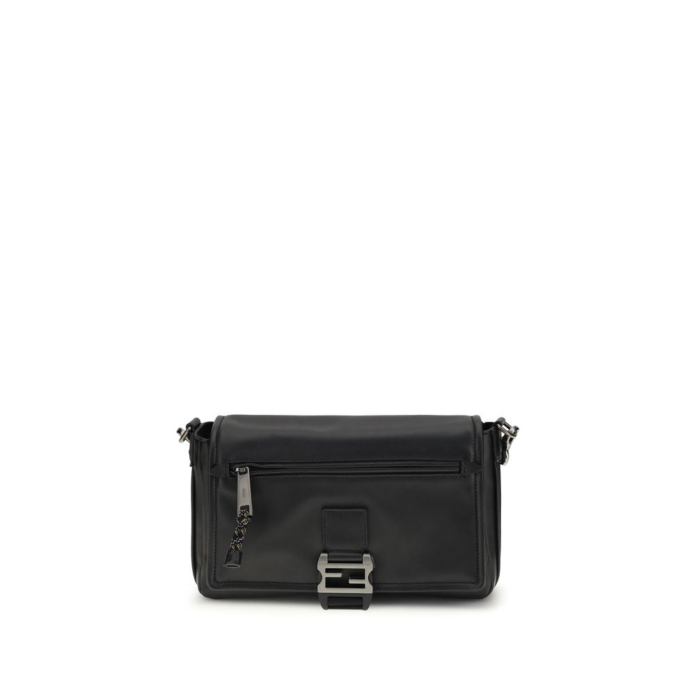 Fendi Black Calf Leather Flux Shoulder Bag