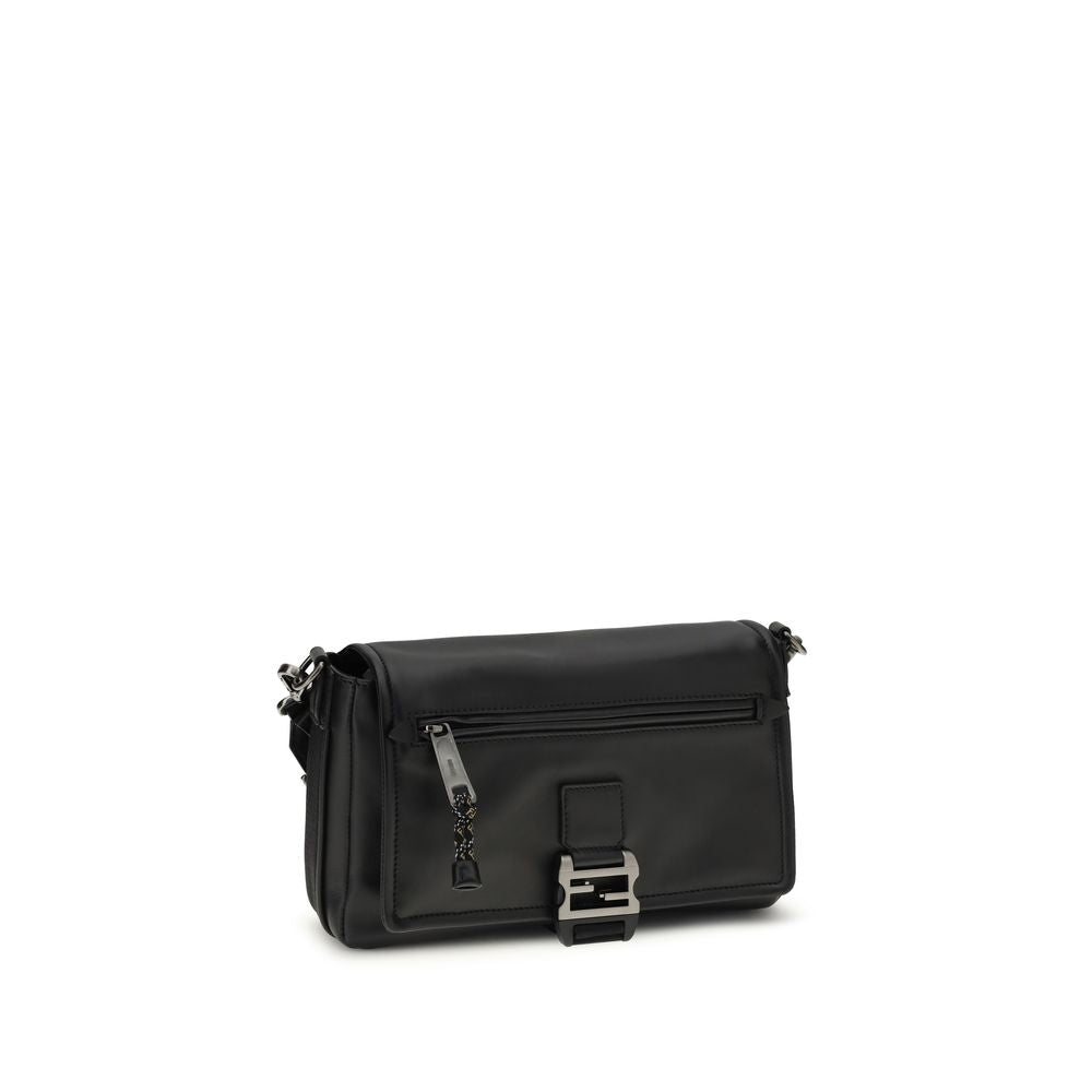 Fendi Black Calf Leather Flux Shoulder Bag