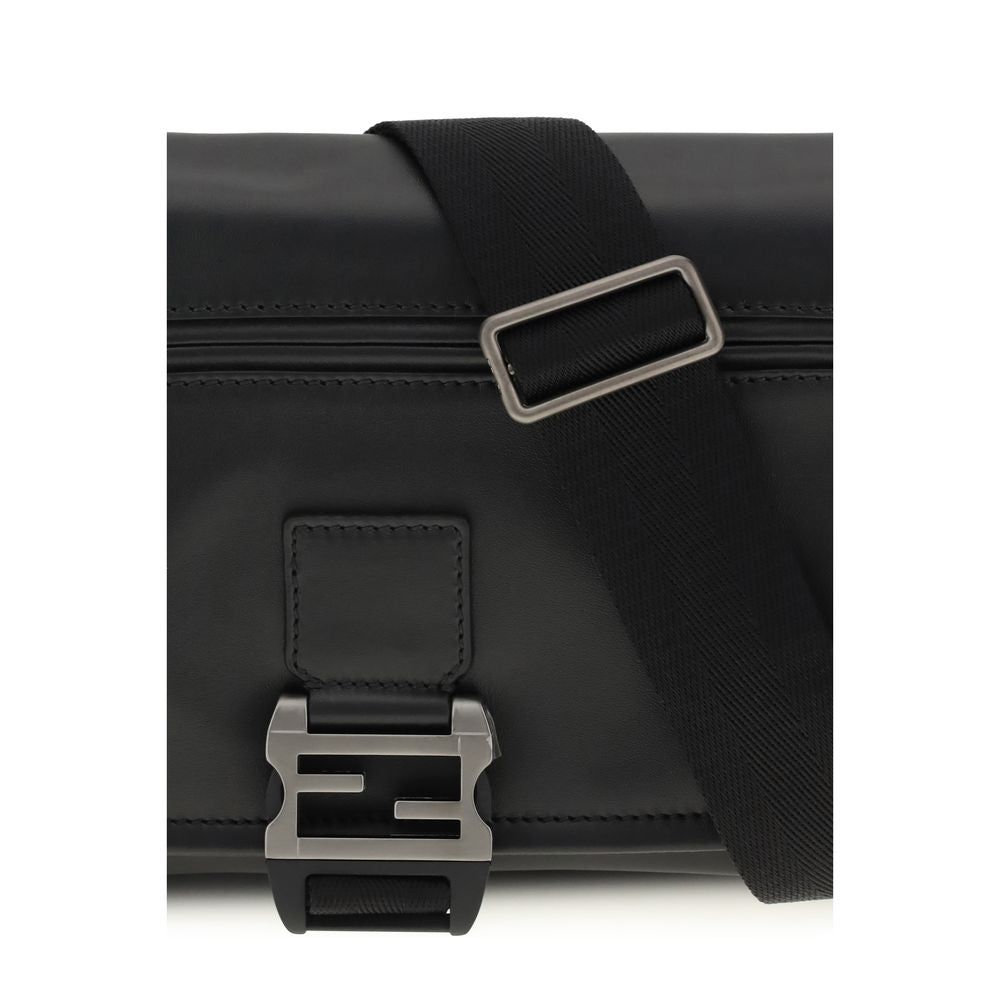 Fendi Black Calf Leather Flux Shoulder Bag