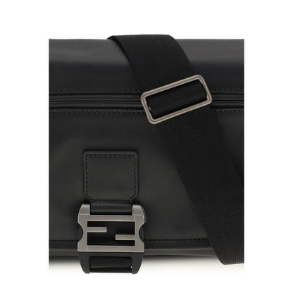 Fendi Black Calf Leather Flux Shoulder Bag