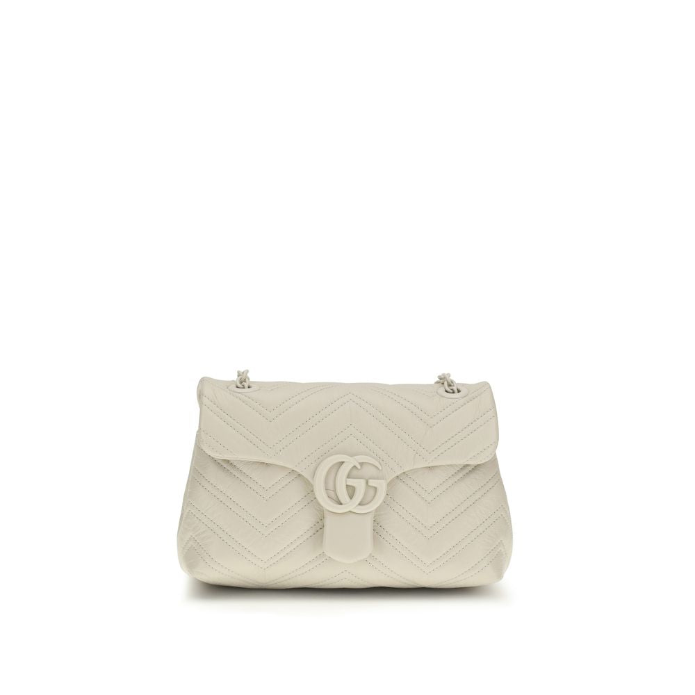 Gucci Beige Napa Leather Small GG Marmont Shoulder Bag