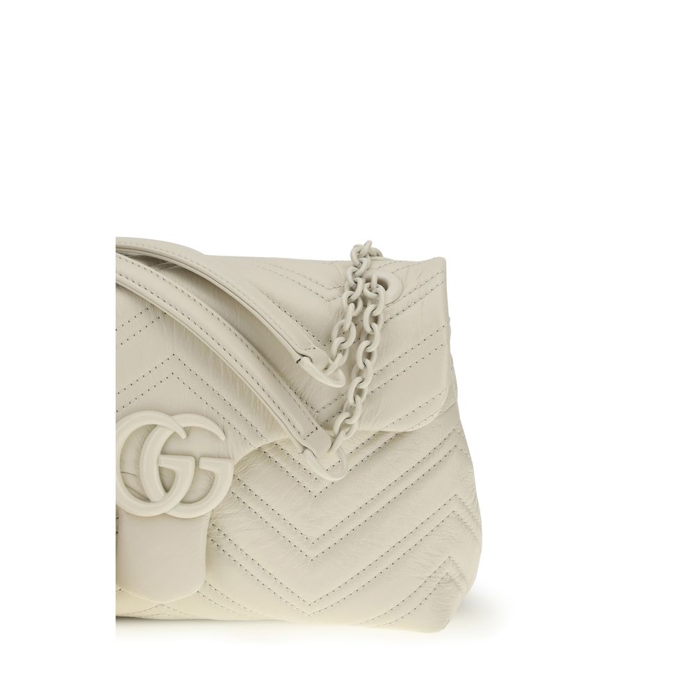 Gucci Beige Napa Leather Small GG Marmont Shoulder Bag
