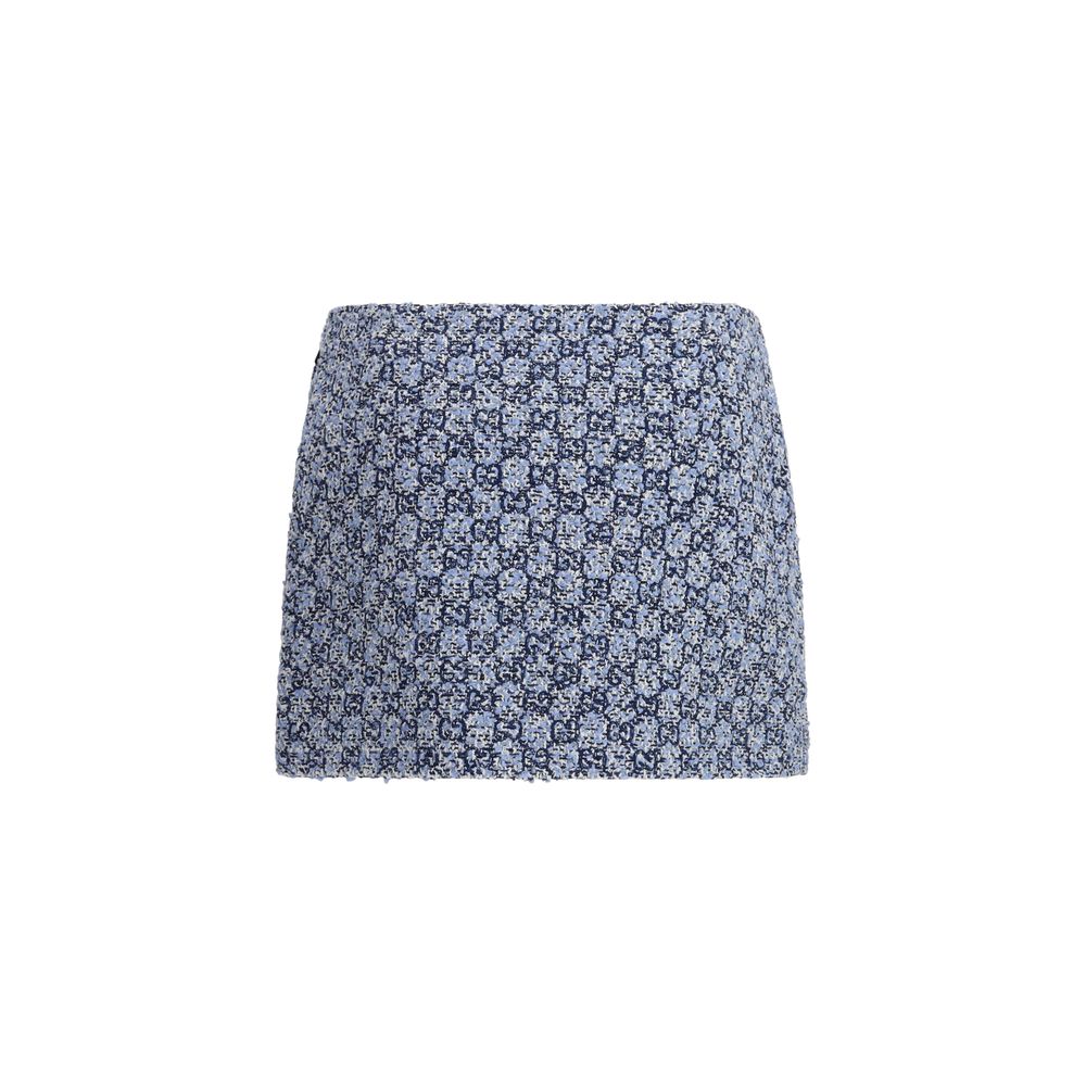 Gucci Blue Cotton GG Tweed Mini Skirt