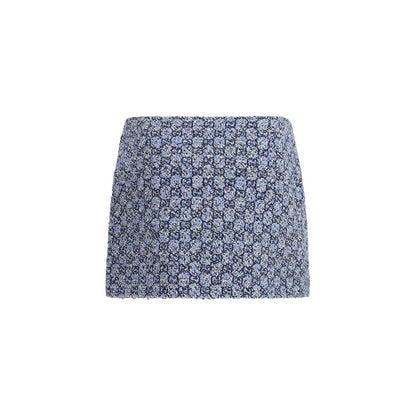 Gucci Blue Cotton GG Tweed Mini Skirt