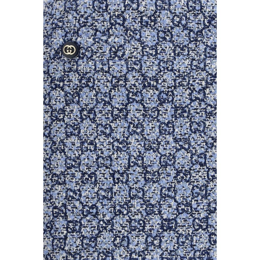 Gucci Blue Cotton GG Tweed Mini Skirt