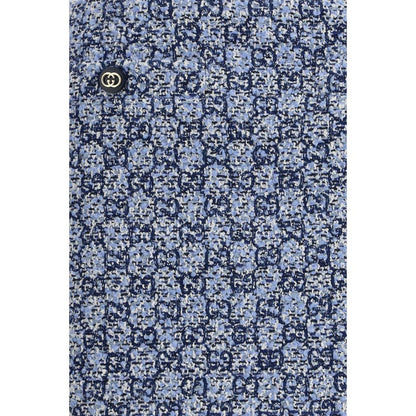 Gucci Blue Cotton GG Tweed Mini Skirt