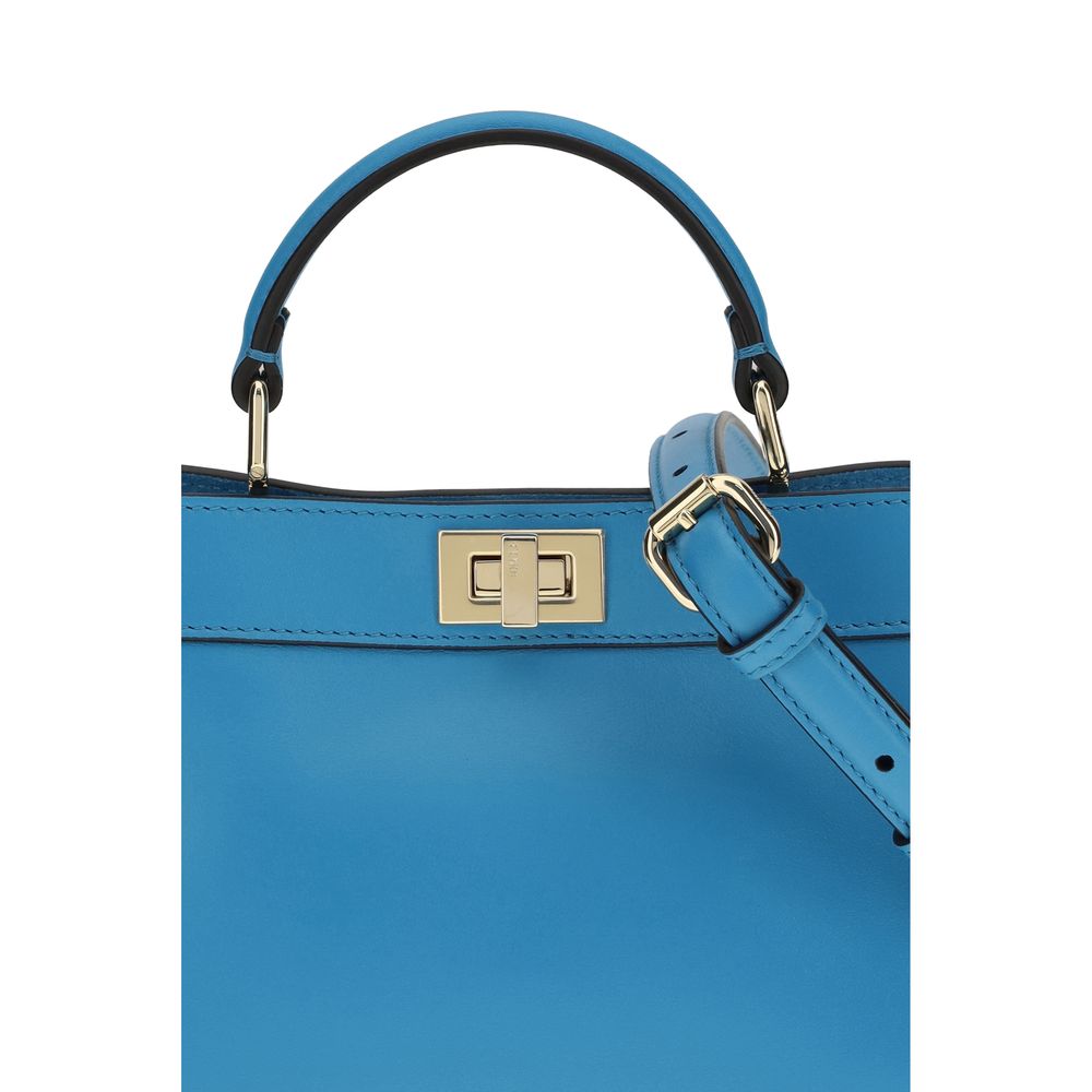 Fendi Blue Calf Leather Peekaboo ISeeU Petite Shoulder Bag