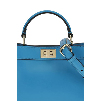 Fendi Blue Calf Leather Peekaboo ISeeU Petite Shoulder Bag