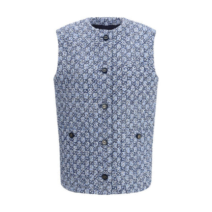 Gucci Blue Cotton GG Tweed Vest Jacket