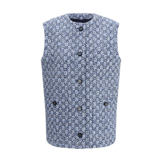 Gucci Blue Cotton GG Tweed Vest Jacket