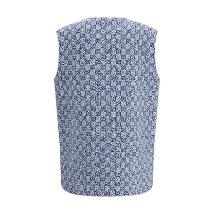 Gucci Blue Cotton GG Tweed Vest Jacket
