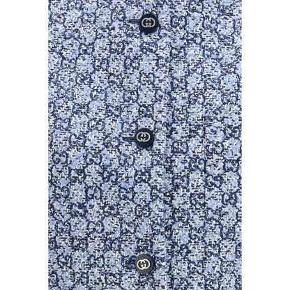 Gucci Blue Cotton GG Tweed Vest Jacket