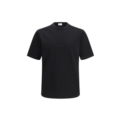 Saint Laurent Black Cotton T-Shirt with Embroidered Logo