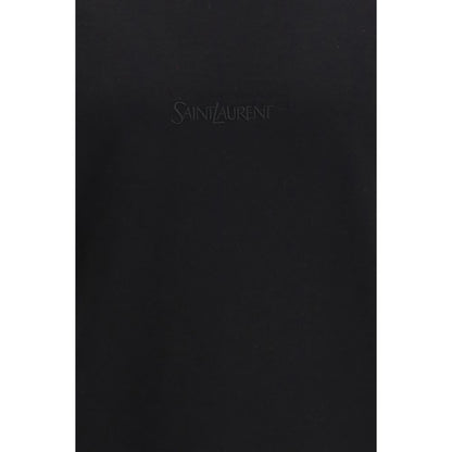 Saint Laurent Black Cotton T-Shirt with Embroidered Logo