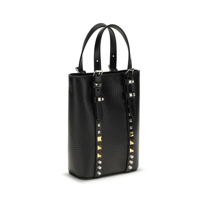 Valentino Garavani Rockstud Mini Bucket Bag in Black Calf Leather