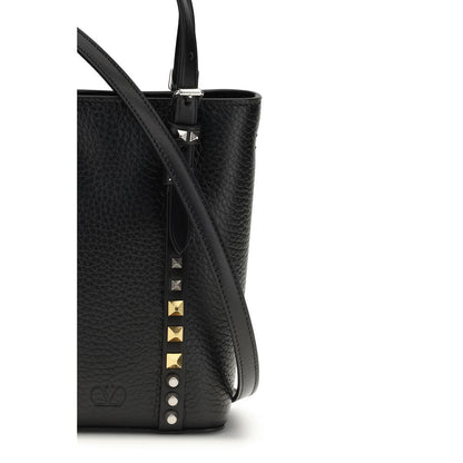 Valentino Garavani Rockstud Mini Bucket Bag in Black Calf Leather