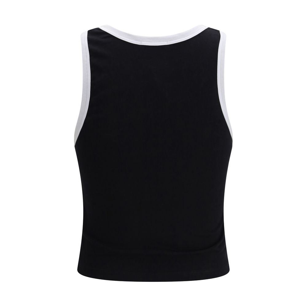 GCDS Black Cotton Tank Top - Cropped Slim Fit