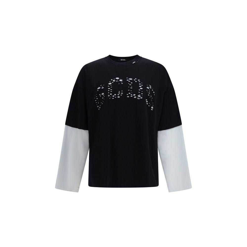 GCDS Black Cotton Oversize Sports T-Shirt