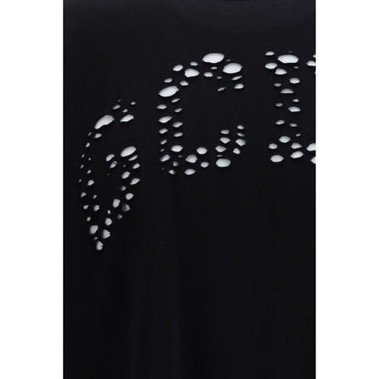 GCDS Black Cotton Oversize Sports T-Shirt