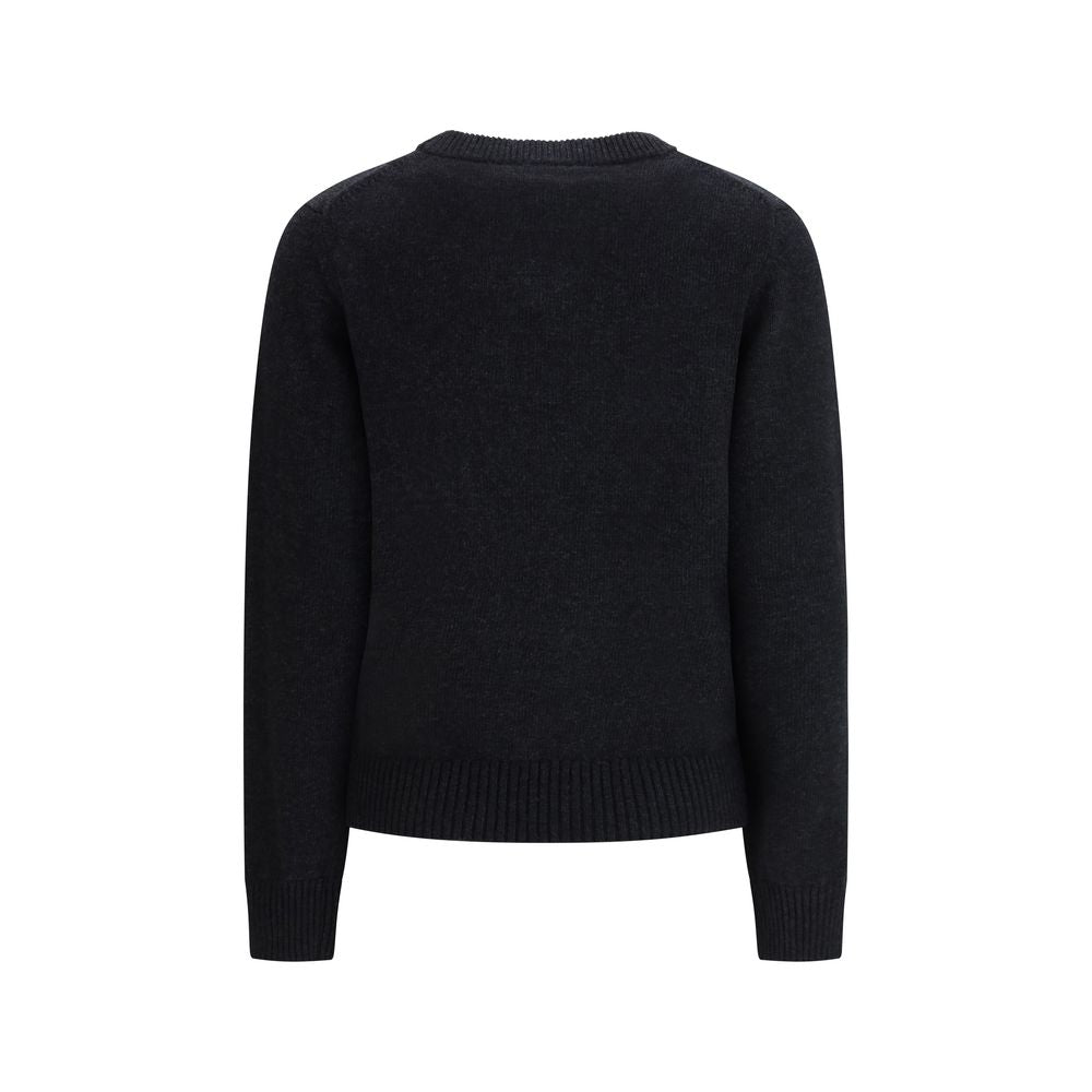 Ganni Gray Polyamide Sweatshirt with Raspberry Detail