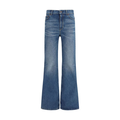 Chloé Blue Cotton Flared Jeans - Effortless Elegance with Retro Charm